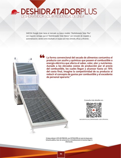 Deshidratadores SOLARES para alimentos SAECSA