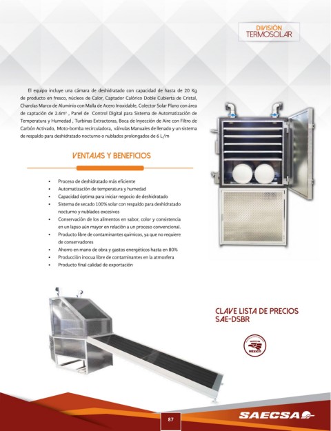 Deshidratadores SOLARES para alimentos SAECSA